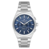 Daniel Klein DKE.1.14069.7 Lacivert Gümüş Çizgili Fonksiyonlu Düğün Nişan Hediye Çelik Kordonlu Takvimli Erkek Kol Saati - 1