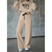 Lucky Life Kadın Uzun Kollu Nope Baskılı Beli Ribanalı Ikili Takım - 4