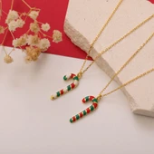 925 Ayar Gümüş Mineli Yılbaşı Baston Şekeri Kolye thumbnail 3