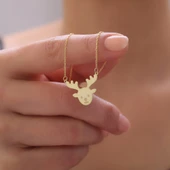 925 Ayar Gümüş Yılbaşı Geyik Kolye thumbnail 2