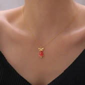 925 Ayar Gümüş Yılbaşı Hediyesi Mineli Çan Kolye thumbnail 1