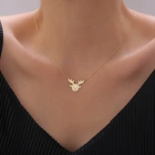 925 Ayar Gümüş Yılbaşı Geyik Kolye thumbnail 1