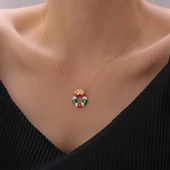 925 Ayar Gümüş Mineli Yılbaşı Kapı Dekorasyonu ve Kurdele Kolye thumbnail 2