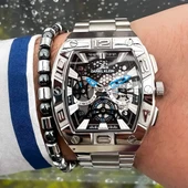 Daniel Klein DKE.1.13756.8 Gümüş Siyah Fonksiyonlu Supersport Köşeli Kavisli Oval Dikdörtgen Erkek Kol Saati - 3