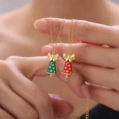 925 Ayar Gümüş Yılbaşı Hediyesi Mineli Çan Kolye thumbnail 2