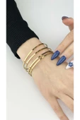 4lü Kare Profil, Paslanmaz Charm Taşıyıcı Ajda Bilezik 134, Çap 65mm, Altın Renk - 1