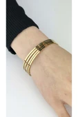 4lü Kare Profil, Paslanmaz Charm Taşıyıcı Ajda Bilezik 134, Çap 65mm, Altın Renk - 2