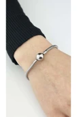 Charm Taşıyıcı, Paslanmaz Çelik, Pan Bileklik 141, Küre Klipsli, 17cm, Gümüş renk - 2