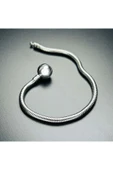 Charm Taşıyıcı, Paslanmaz Çelik, Pan Bileklik 141, Küre Klipsli, 17cm, Gümüş renk - 9