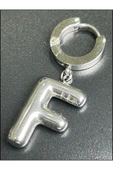 Harf Küpe, Kararmayan Paslanmaz Çelik, F Harf, Balon Formlu, Gümüş Renk, Model293 thumbnail 4