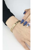 Ajda Bilezik, 3adet, Paslanmaz Çelik Charm Taşıyıcı Bileklik 163, Çap 60mm, Altın Renk - 2