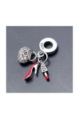 Zirkon Taşlı, Çanta Ayakkabı Ruj Pan Bileklik için Çelik Charm 40, Gümüş Renk, BİLEKLİK DAHİL DEĞİL - 1