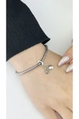 Deniz Yıldızı Ve Midye Sallantılı Pan Bileklik için Çelik Charm 17 Gümüş Renk, BİLEKLİK DAHİL DEĞİL - 1