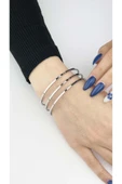 Ajda Bilezik, 3 Adet, Paslanmaz Çelik Charm Taşıyıcı Bileklik 136, Çap 60 Mm, Gümüş Renk - 1