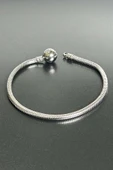 Charm Taşıyıcı, Paslanmaz Çelik, Pan Bileklik 141, Küre Klipsli, 17cm, Gümüş renk - 3