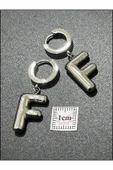 Harf Küpe, Kararmayan Paslanmaz Çelik, F Harf, Balon Formlu, Gümüş Renk, Model293 thumbnail 5