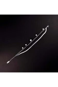 Zirkon Taşlı, Italyan Zinciri, Sallantılı, Paslanmaz Bileklik 160, Gümüş Renk - 3
