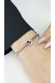 Kalp Zirkon Taşlı Ve Sonsuz Aşk, Pan Bileklik Çelik Charm 4, Gümüş Renk (BİLEKLİK DAHİL DEĞİLDİR!!) - 1