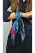 Çok Renkli, Piliseli (Katlamalı) Fular 30, 48cmx48cm - 2