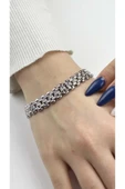 Zirkon Taş , Kordon Model, Platinyum Kaplama Xuping Bileklik 422, Gümüş Renk - 1