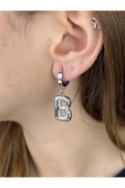 Harf Küpe, Kararmayan Paslanmaz Çelik, B Harf, Balon Formlu, Gümüş Renk, Model289 thumbnail 1