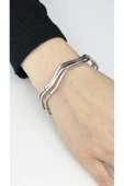 Ajda Bilezik, 3 adet, Kare Zik Zak form, Paslanmaz Charm Taşıyıcı Bileklik 160, Çap 65Mm, Gümüş Renk - 2
