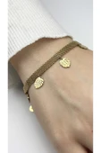 Bileklik, Kararmayan Paslanmaz Çelik, Hasır, Yaprak Detaylı, Altın Renk, Model19 thumbnail 2