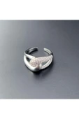 Zirkon Taşlı, Yüzük 138, Gümüş Renk, Ayarlanabilir - 4