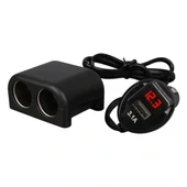 Olesson 1641 12-24v Tek Usb Girişli 120w 80cm Kablolu Dijital Voltaj Ekranlı 2'li Araç Çakmak Çoklayıcı - 3