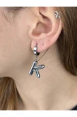 Harf Küpe, Kararmayan Paslanmaz Çelik, K Harf, Balon Formlu, Gümüş Renk, Model296 thumbnail 1