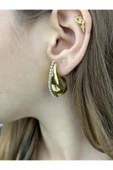 Küpe, Zirkon Taşlı, Kararmayan Paslanmaz Çelik, Damla Model, Altın Renk, Model402 thumbnail 1