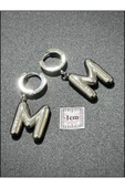 Harf Küpe, Kararmayan Paslanmaz Çelik, M Harf, Balon Formlu, Gümüş Renk, Model297 thumbnail 5