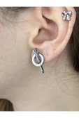Küpe, Kararmayan Paslanmaz Çelik, Çivi Detaylı, Gümüş Renk, Model384 thumbnail 4