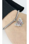 Charm, Zirkon Taşlı, Kararmayan Çelik, Kelebek (BİLEKLİK DAHİL DEĞİLDİR!!), Gümüş Renk, Model24 thumbnail 3