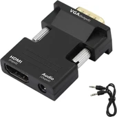 Anunnaki Ses Destekli HDMI (Dişi) to VGA (Erkek) Video Çevirici Dönüştürücü Aux Ses Kablolu - 1