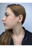 Xxx Çivi Figürlü, Paslanmaz Çelik Küpe 19, Altın Renk - 2