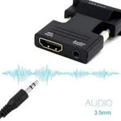 Anunnaki Ses Destekli HDMI (Dişi) to VGA (Erkek) Video Çevirici Dönüştürücü Aux Ses Kablolu - 3