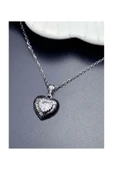 Kolye, Zirkon Taşlı, Kararmayan Paslanmaz Çelik, Kalp Detaylı, Gümüş Renk, Model360 thumbnail 3