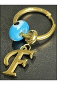 Harf Küpe, Kararmayan Paslanmaz Çelik, F Harf, Nazar Detaylı, Altın Renk, Model160 thumbnail 4