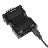 Anunnaki Ses Destekli HDMI (Dişi) to VGA (Erkek) Video Çevirici Dönüştürücü Aux Ses Kablolu - 4