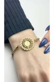 Bileklik, Kararmayan Paslanmaz Çelik, Ata Model, Reşatlı, Dorika Detaylı, Altın Renk, Model8 thumbnail 1