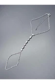 Zirkon Taşlı, Damla Model, Paslanmaz Çelik Şahmeran 8, Gümüş Renk - 8