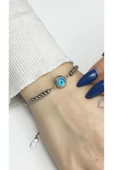 Bileklik, Kararmayan Paslanmaz Çelik, Göz ve Topçuk Detaylı, Gümüş Renk, Model369 thumbnail 1