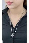 Kolye, Kararmayan Paslanmaz Çelik, Topçuk Zincirli, Uzun Model, Gümüş Renk, Model242 thumbnail 4