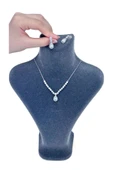 Zirkon Taşlı, Rodyum Kaplama Kolye Küpe Seti 54, Gümüş Renk - 1