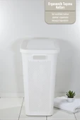 İronika Slim Kapaklı Dekoratif Kirli Çamaşır Sepeti 45 Litre - Beyaz - 4