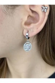Küpe, Zirkon Taşlı, Kararmayan Paslanmaz Çelik, Baget Model, Gümüş Renk, Model56 thumbnail 1