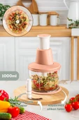 Porsima 232-1 Basmalı Pratik El Rondosu 3 Bıçaklı Blender Doğrayıcı 1000ml Pembe thumbnail 1