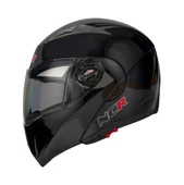 NCR-158 ÇENE AÇILIR GÖZLÜKLÜ E-CE BELGELİ KASK PARLAK SİYAH thumbnail 2