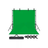 Chromakey Green Screen Greenbox Yeşil Fon Perde(2 X4m)+fon Standı - 1